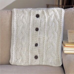 Soft Surroundings Cable Knit Pillow Cover Cozy Wool Blend 26 x 26